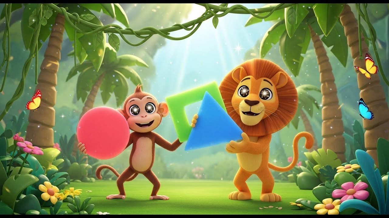 Learn Shapes at the Jungle Safari 🐒🦁🌴 | Preschool Learning Video | Fun ...