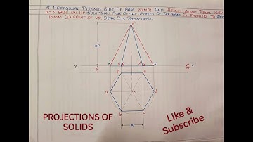 PROJECTION OF HEXAGONAL PYRAMID - PLANE SURFACE- IN ENGINEERING DRAWING