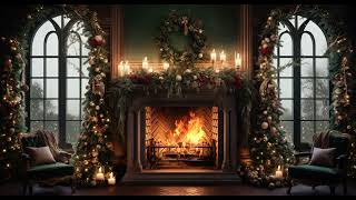 Christmas Ambience  | Winter Fireplace Burning