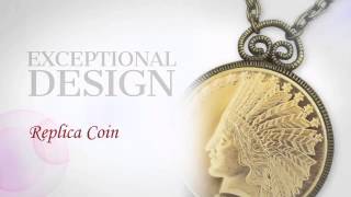 $10 Indian Head Eagle Gold Piece Replica Coin in Antique Goldtone Pendant Coin Jewelry -  america...