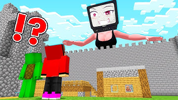 JJ Build WALL VS TV WOMAN GIANT in Minecraft! CAN IT BE A Mikey TRAP?! in Minecraft - Maizen