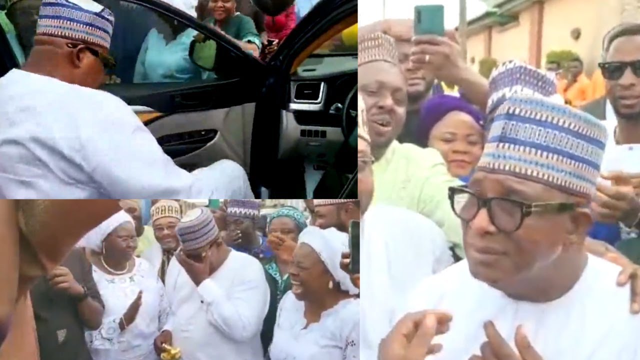 TEARS OF JOY AS OGA BELLO CHILDREN PRESENTED HIM A LUXURY TOYOTA JEEP ON HIS 70TH BIRTHDAY
