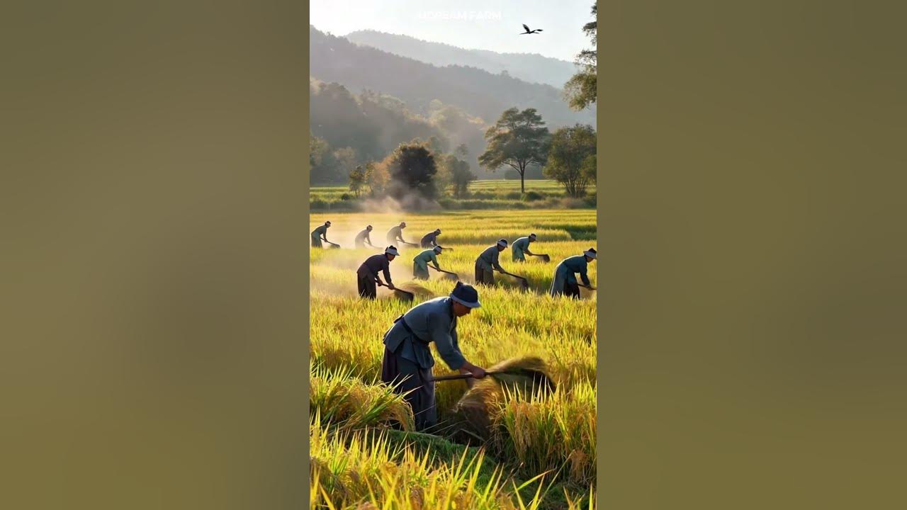 Golden Fields and Quiet Hands – A Peaceful Rice Harvest 🌾 #farm #farmer #farming