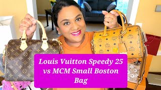 ❤️COMPARISON - Louis Vuitton Speedy 40 vs MCM Visetos Boston Bag