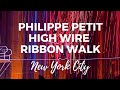 Philippe petits high wire ribbon walk at the cathedral of st john the divine in new york city
