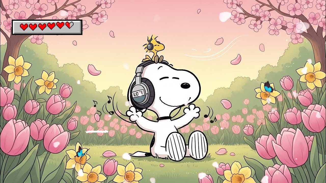 🌸 Snoopy’s Spring Music Garden 🎧 Chill Lofi Beats for Relax, Study & Peaceful Moments