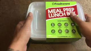 Freshware 15-Pack 2 Compartment Meal Prep Containers with Lids
