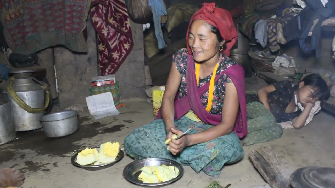 Cooking technology pumpkin curry recipe by mother || Rural life