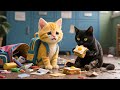 Kitten Has Cake Stolen by Stray Cat 🐱 Mama Cat Makes Egg Sandwich for the Stray !