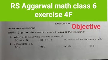 RS Aggarwal math class 6 exercise 4F solutions ।। Class 6 chapter 4F RS Aggarwal math । Objective