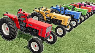 TRANSPORTING EVERY BRIGHT TRACTOR TO LIME SILO WITH TRUCKS | Farming Simulator 22