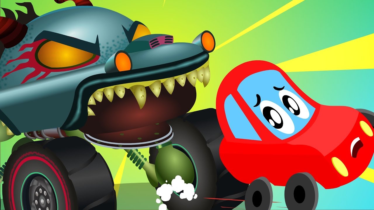 Monster Island | Little Red Car Cartoons | Halloween Videos for Children by Kids Channel