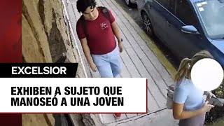 Exhiben a sujeto que manoseó a una joven en calles de Puebla