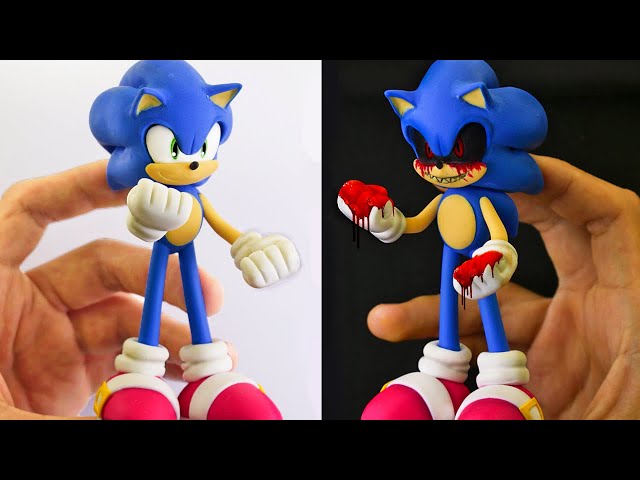 Sculpting Sonic.exe - How to sculpt Sonic.eyx, Monster, Sculpture, Clay,  DIY, FNAF Realistic Style 