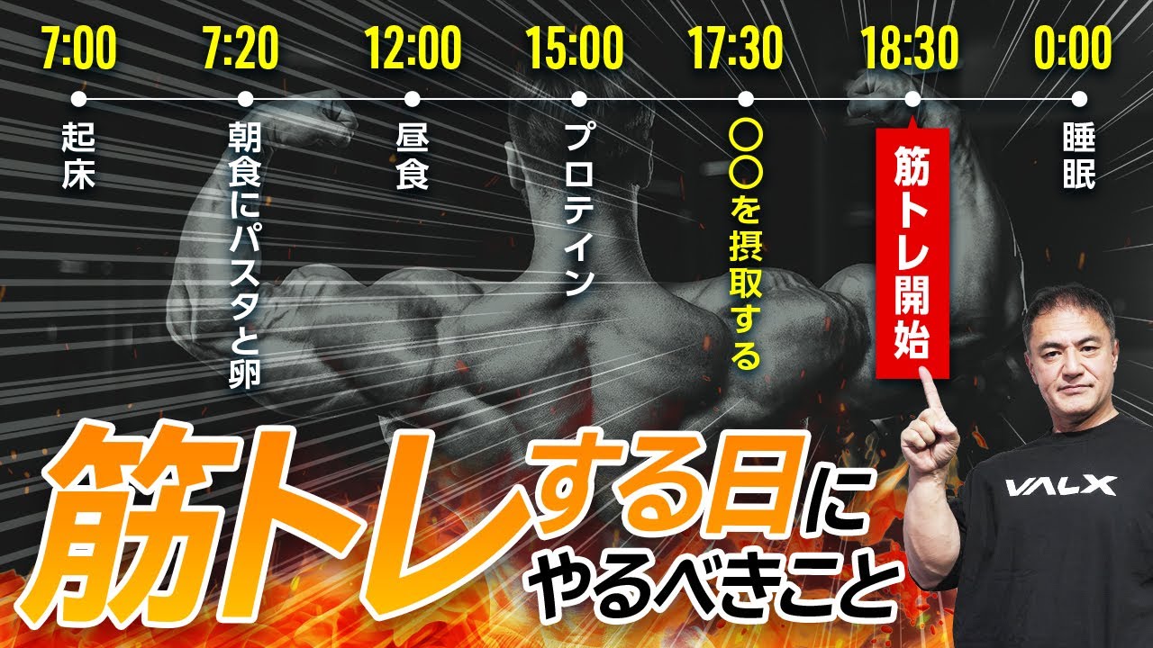 【筋トレする日】起床から就寝まで1日を通して摂るべき食事・サプリメント