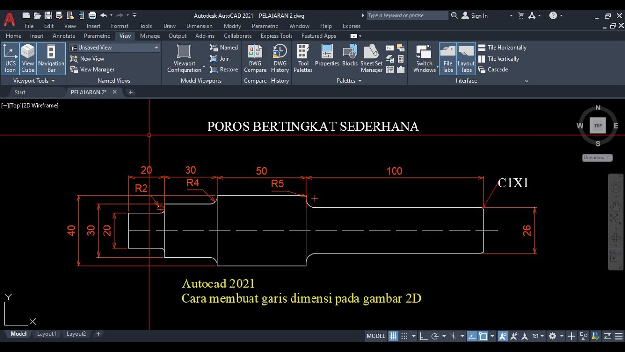 cara membuat garis dimensi pada gambar - YouTube