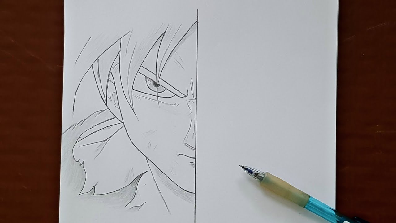 How to Draw Goku DBZ Goku half face dragon ballz step by step YouTube