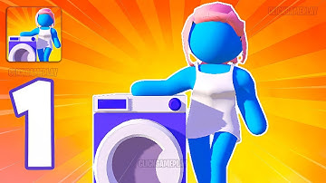 Laundry Mania Gameplay Walkthrough Part 1 - Tutorial Manage Laudry Shop (Android,iOS)