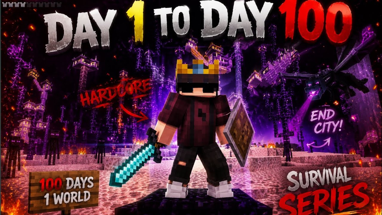 Minecraft Hardcore 100 Days 😱 End City Tak Zinda! (Hindi)