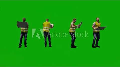 Man green screen background 3D workers working Chromakey rendering animation buy in telegram bio