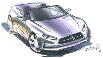 Car Design Tutorial: Linedrawing and Multi Colour Rendering - Timelapse