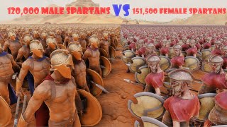 120,000 Male Spartans vs 151,500 Female Spartans | Ultimate Epic Battle Simulator 2