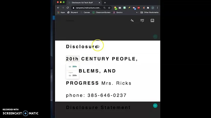 Immersive Reader in Canvas