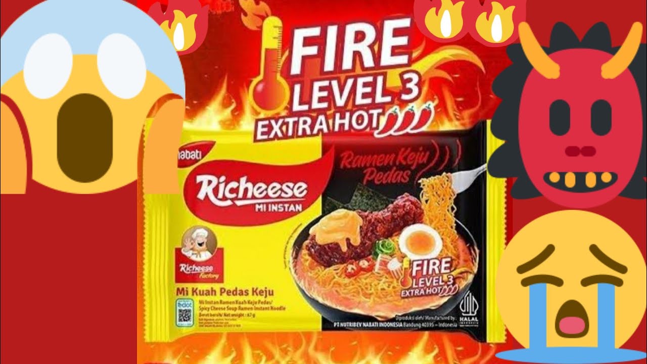 mie richeese fire level 3 extra hot ditambahin sambel bakso dan cabe ...