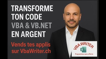 Transformez votre code VBA en ARGENT ! Vendez vos applis sur VbaWriter.ch/vip  100% Codage 131