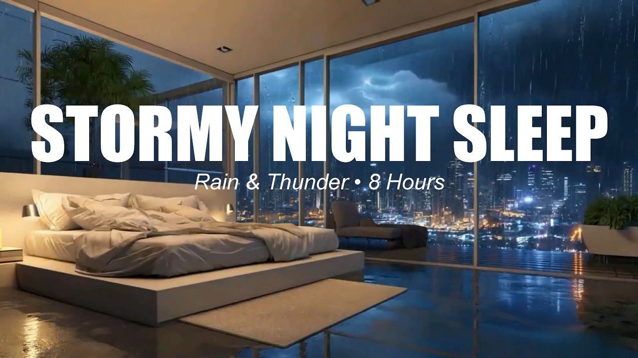 Sleep Instantly in This Stormy Night 🌧️ Rain & Thunder Outside a Cozy Bedroom 8H