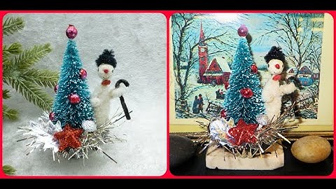 Chenille Snowman Bottle Brush Tree Christmas Decoration Vintage Materials