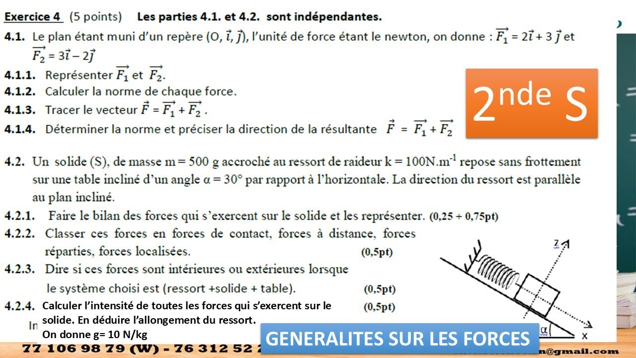 (2ndeS/PC) 💪Exercice COOL 😎 THEME: GENERALITES SUR LES FORCES 💪💯🔥🔥