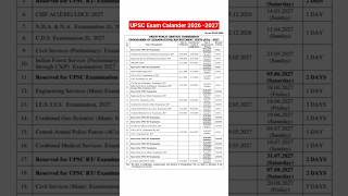 UPSC Exam Calander 2026 -2027 #upsc #upscexam #upscpreparation #nrmathsclasses