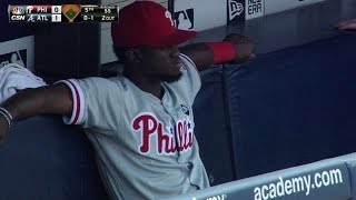 PHI@ATL: Herrera upset after out, shows frustration