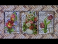 Mixed Media Project: 3 ATCs (Artist Trading Cards) "Flowers" / Part 2