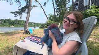 Vacation hooking, hooking with wool bat, and loving it!