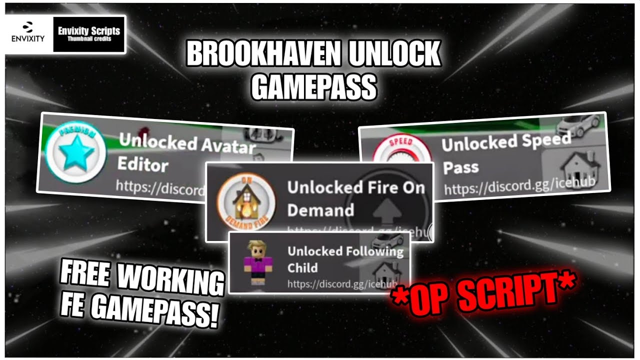 Brookhaven Script Free Gamepass Unlock Premium!