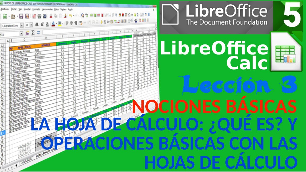 Tutorial LibreOffice Calc - 03/34 La hoja de cálculo: ¿qué es? y  operaciones básicas con ellas. - YouTube