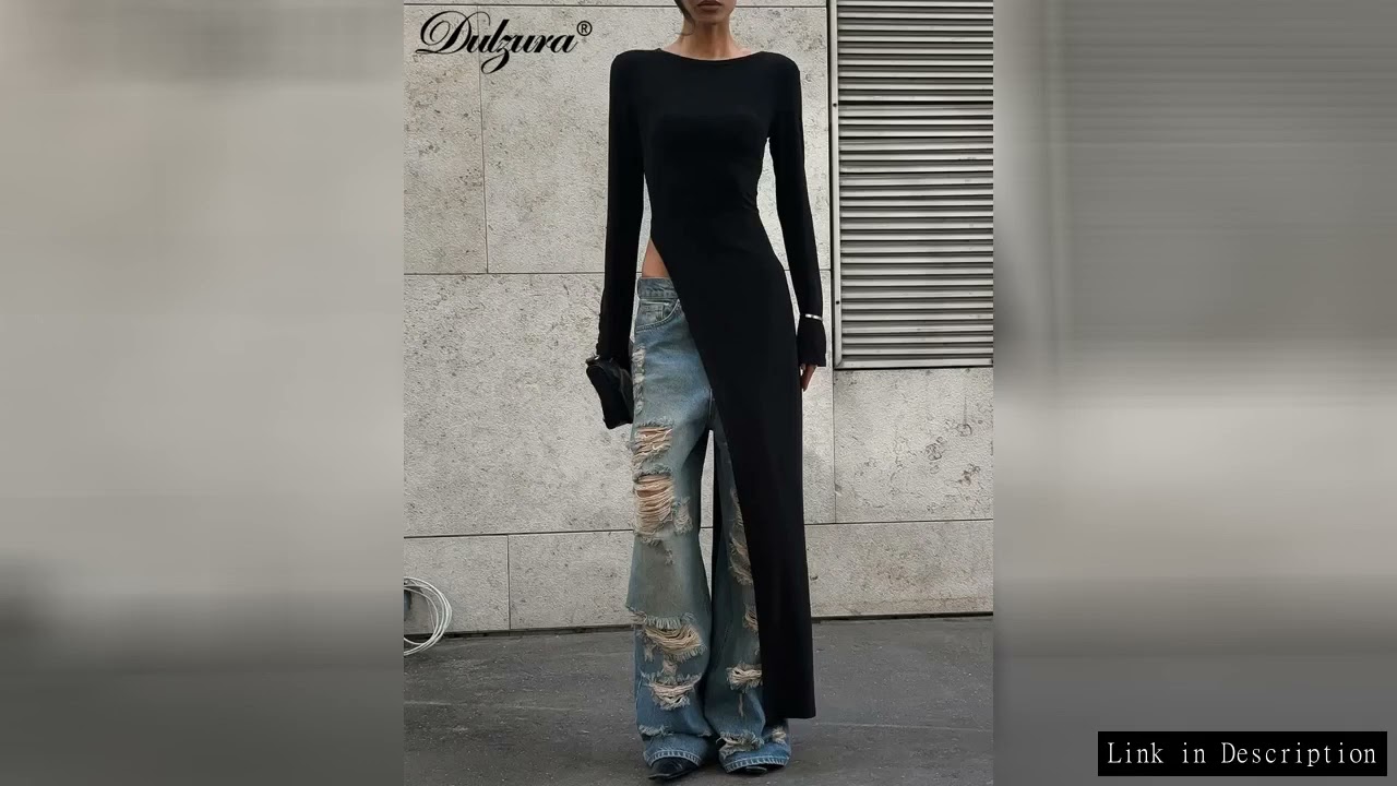 Dulzura Long Sleeves Side High Slit Maxi Dress Solid Sexy Long Dress Women’S Party Club Streetwear A