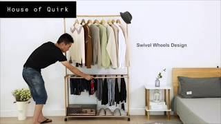 House of Quirk Bamboo Coat Rack Hangers Stand screenshot 5