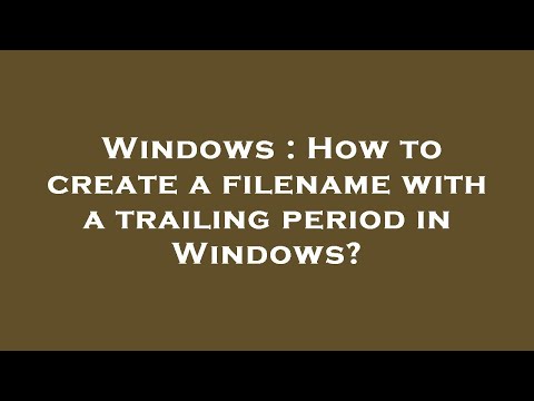 Windows : How