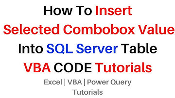 VBA Selected Combobox Value Insert Into SQL Server