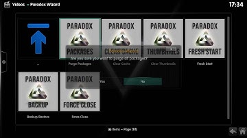 Kodi Paradox Build Clear Cache Purge Packages
