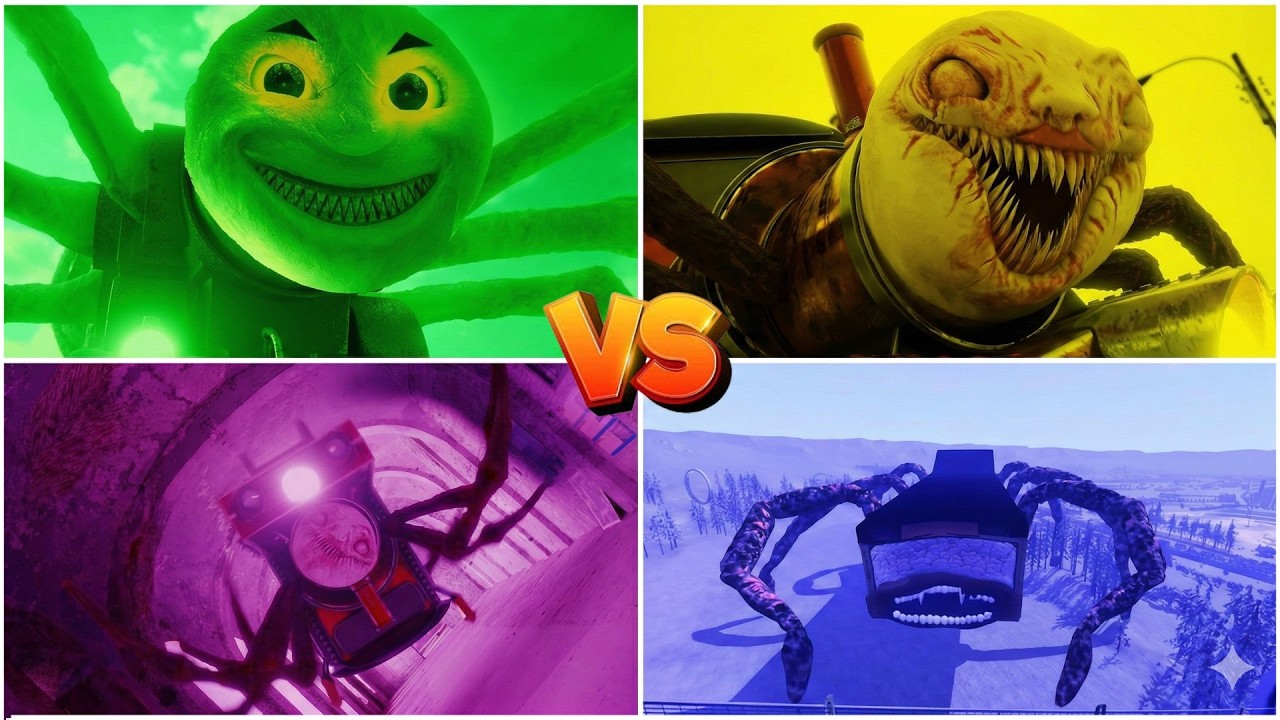 CHOO CHOO CHARLES EXE 🆚 TRAIN THOMAS EXE 🆚 CURSED THOMAS MONSTER ❄️TILES HOP