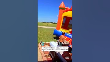 Bouncy House Sent Flying by Powerful Wind #shorts