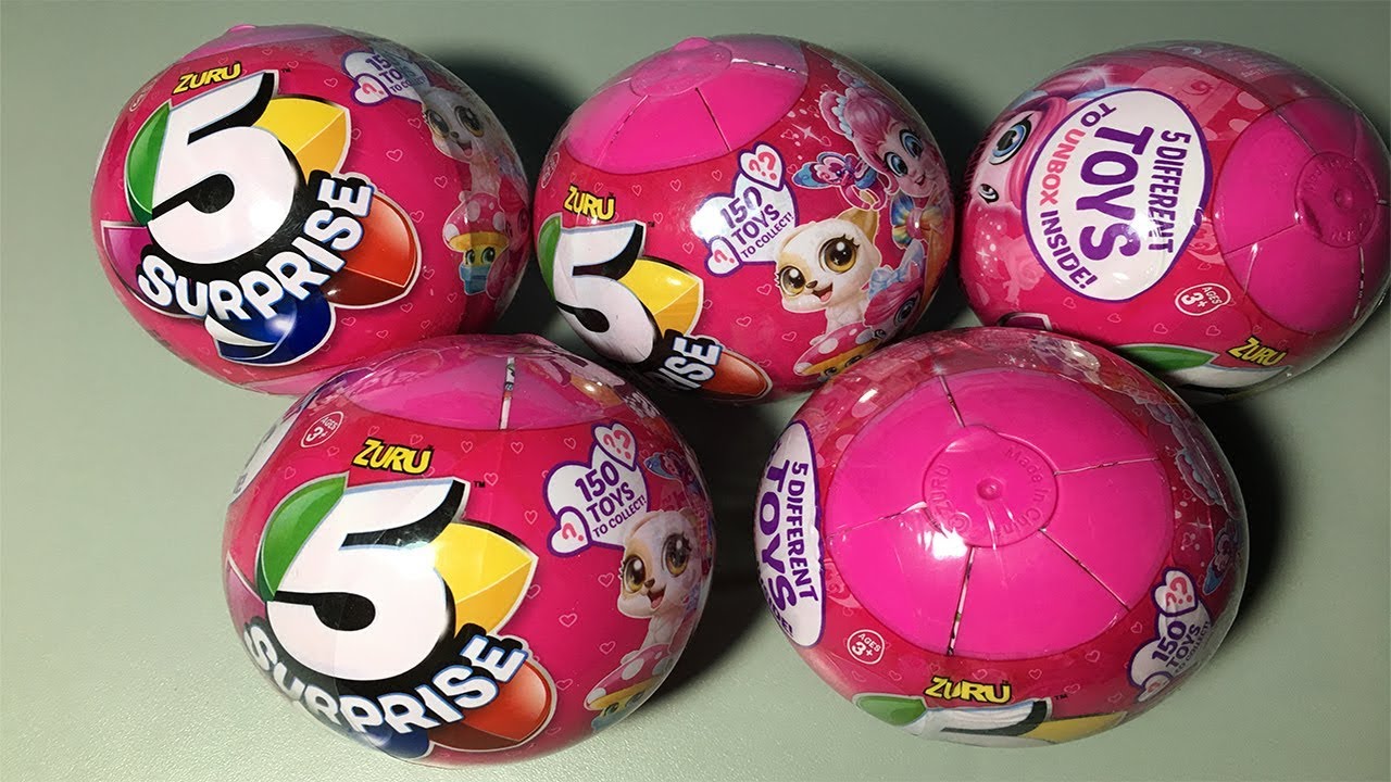ABRINDO 5 SURPRISE ROSA ( A BOLA QUE VEM COM 5 BRINQUEDOS SURPRESAS ...