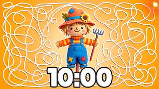 10 Minute [FALL] Scarecrow Timer 🌻🍁⏰ | Cozy Classroom Focus!