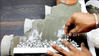 Making Cement Tabletop Waterfall Fountain | How to Make Best Indoor Desktop Waterfall Fountains