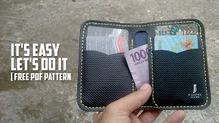 [Leather Craft] MAKING SIMPLE BIFOLD LEATHER WALLET｜Free PDF pattern