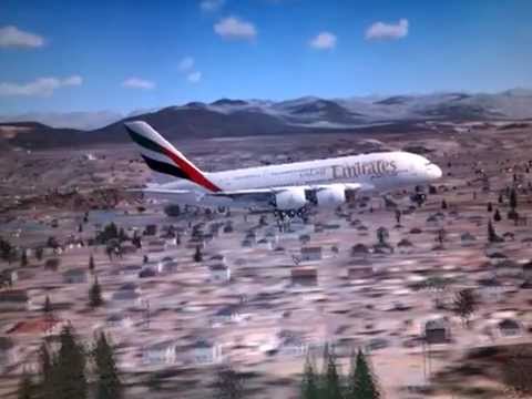 Emirates A380-800 ILS Landing With Reverse thrust And Spoilers FSX